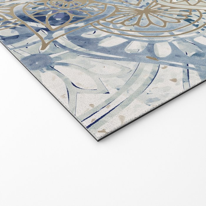 Yoga, Mandala, Blue and Gold Welcome Mat Gallery Image 2