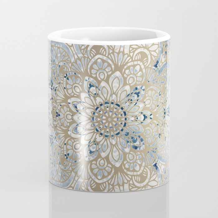 Yoga, Mandala, Blue and Gold Coffee Mug Gallery Image 4