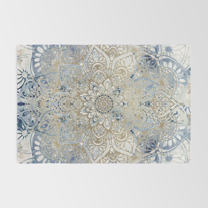 Yoga, Mandala, Blue and Gold Rug Gallery Image 2