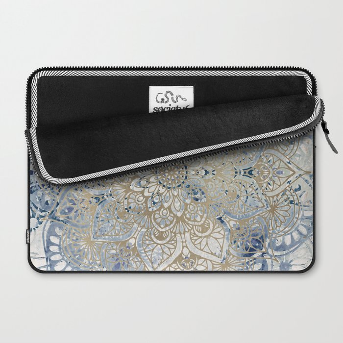 Yoga, Mandala, Blue and Gold Laptop Sleeve Gallery Image 2