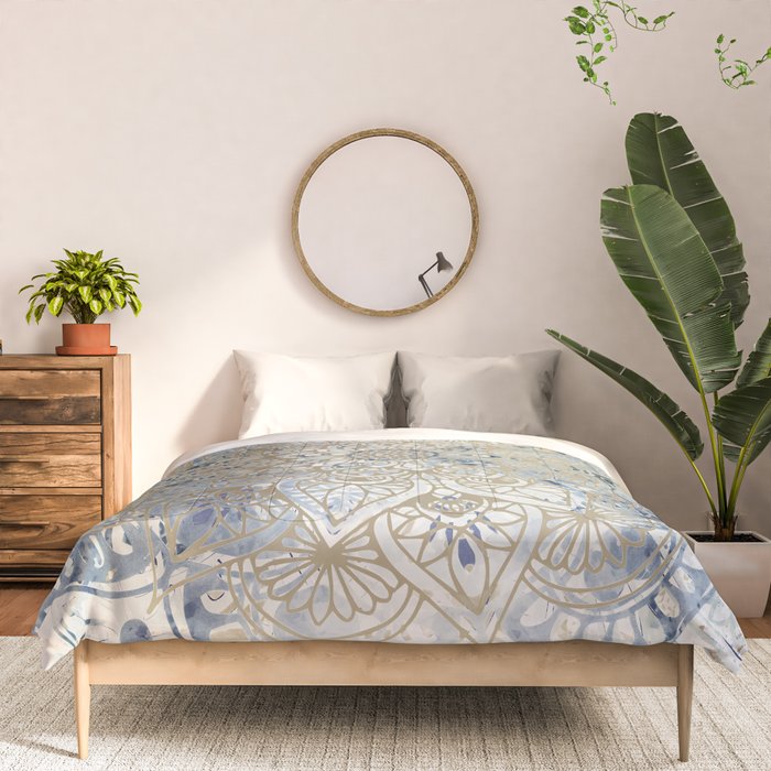 Yoga, Mandala, Blue and Gold Comforter Gallery Image 3