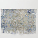 Yoga, Mandala, Blue and Gold Wall Hanging Gallery Image 1
