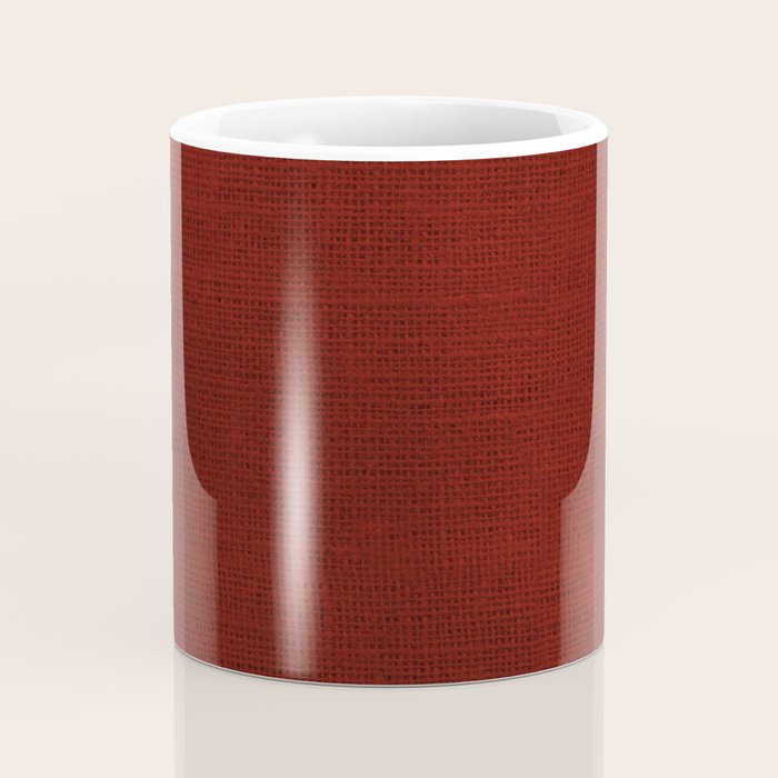 Dark Red Christmas Burlap Cloth Coffee Mug Gallery Image 4
