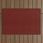 Dark Red Christmas Burlap Cloth Outdoor Rug Gallery Image 1