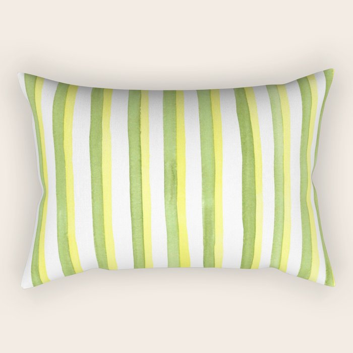 Green and Yellow Soft Watercolor Vertical Lines Rectangular Pillow Gallery Image 2