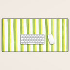 Green and Yellow Soft Watercolor Vertical Lines Desk Mat Gallery Image 1