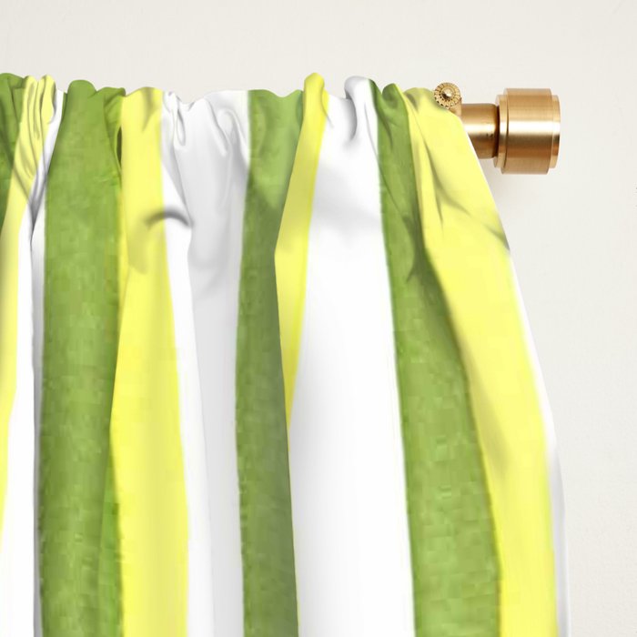 Green and Yellow Soft Watercolor Vertical Lines Window Curtain Gallery Image 2