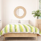 Green and Yellow Soft Watercolor Vertical Lines Duvet Cover Gallery Image 3