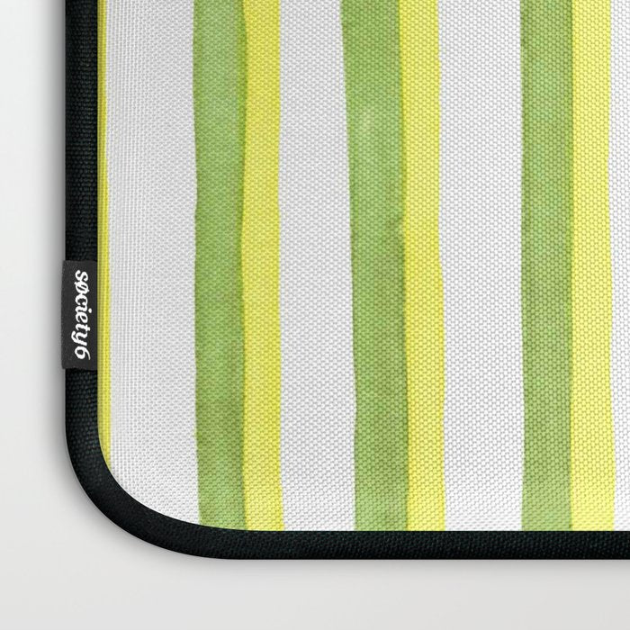 Green and Yellow Soft Watercolor Vertical Lines Laptop Sleeve Gallery Image 3