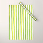 Green and Yellow Soft Watercolor Vertical Lines Wrapping Paper Gallery Image 1