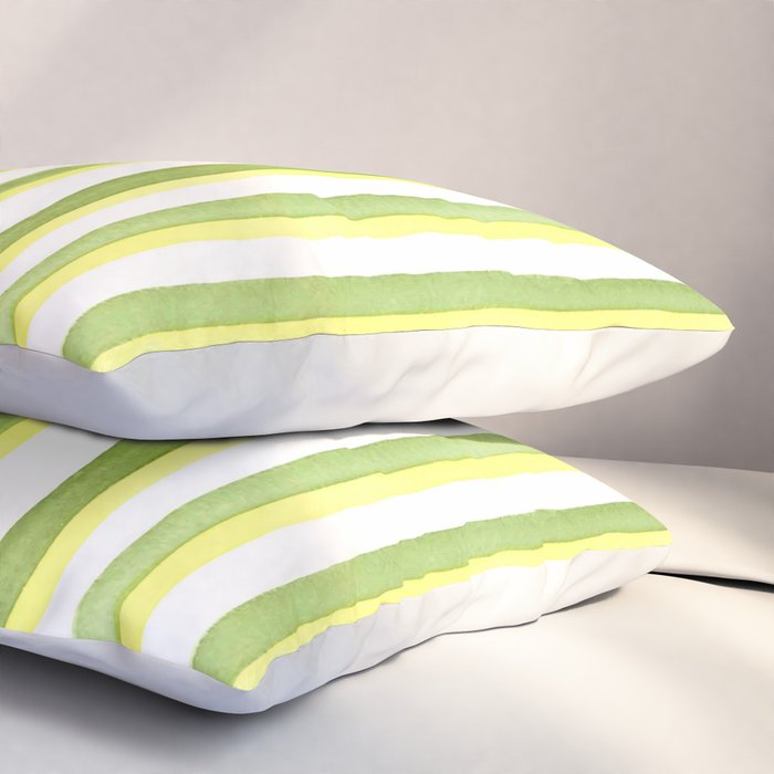 Green and Yellow Soft Watercolor Vertical Lines Pillow Sham Gallery Image 3