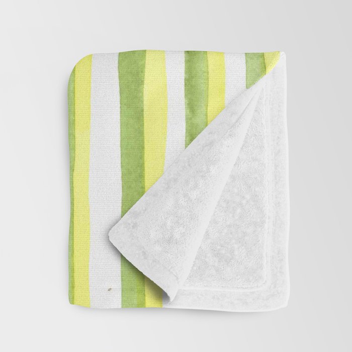 Green and Yellow Soft Watercolor Vertical Lines Throw Blanket Gallery Image 3