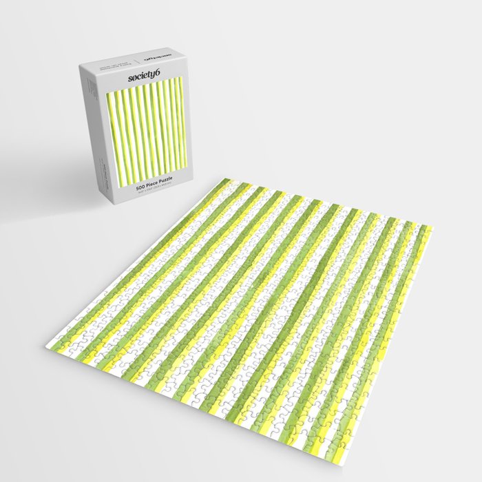 Green and Yellow Soft Watercolor Vertical Lines Jigsaw Puzzle Gallery Image 2