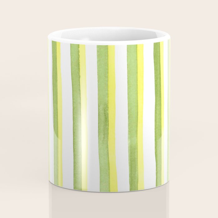 Green and Yellow Soft Watercolor Vertical Lines Coffee Mug Gallery Image 4
