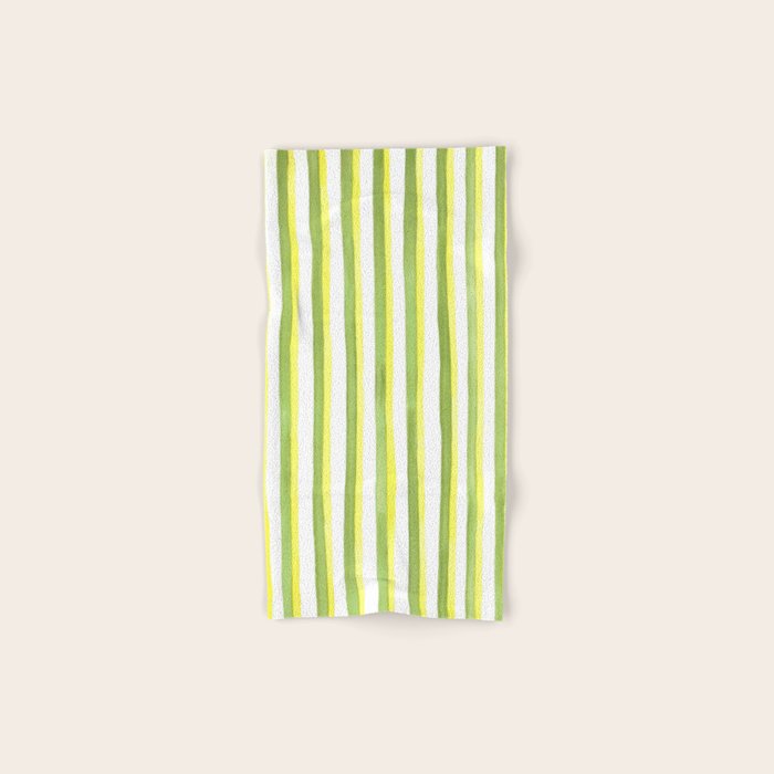 Green and Yellow Soft Watercolor Vertical Lines Bath Towel Gallery Image 1