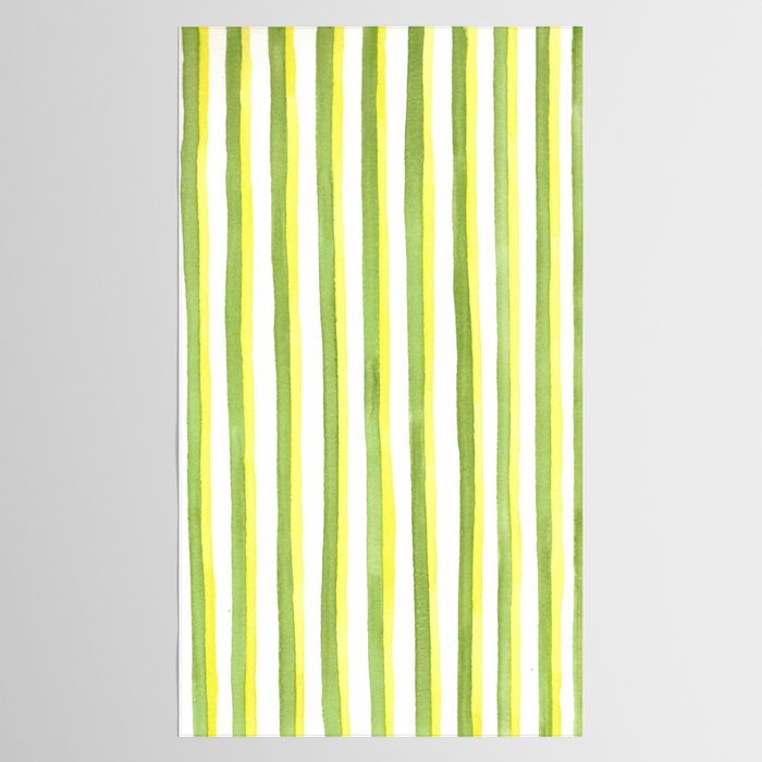 Green and Yellow Soft Watercolor Vertical Lines Tablecloth Gallery Image 2