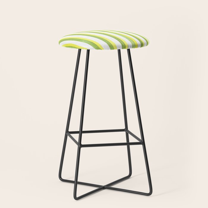 Green and Yellow Soft Watercolor Vertical Lines Stool Gallery Image 1
