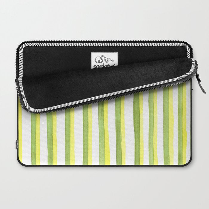 Green and Yellow Soft Watercolor Vertical Lines Laptop Sleeve Gallery Image 2