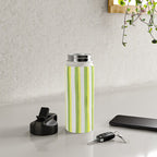 Green and Yellow Soft Watercolor Vertical Lines Water Bottle Gallery Image 4