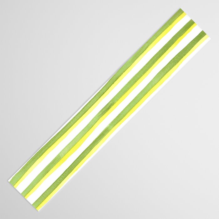 Green and Yellow Soft Watercolor Vertical Lines Table Runner Gallery Image 3