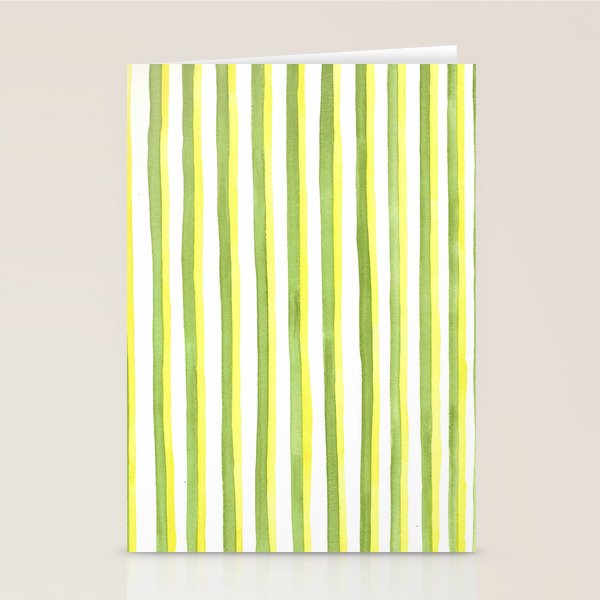 Green and Yellow Soft Watercolor Vertical Lines Stationery Card Gallery Image 2