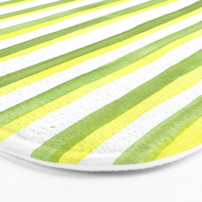 Green and Yellow Soft Watercolor Vertical Lines Bath Mat Gallery Image 3