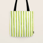 Green and Yellow Soft Watercolor Vertical Lines Tote Bag Gallery Image 1