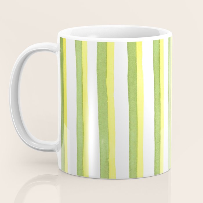 Green and Yellow Soft Watercolor Vertical Lines Coffee Mug Gallery Image 3