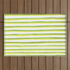Green and Yellow Soft Watercolor Vertical Lines Outdoor Rug Gallery Image 1