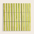Green and Yellow Soft Watercolor Vertical Lines Wood Wall Art Gallery Image 1