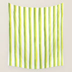 Green and Yellow Soft Watercolor Vertical Lines Wall Tapestry Gallery Image 4