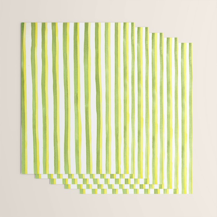 Green and Yellow Soft Watercolor Vertical Lines Wrapping Paper Gallery Image 3