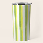 Green and Yellow Soft Watercolor Vertical Lines Travel Mug Gallery Image 1