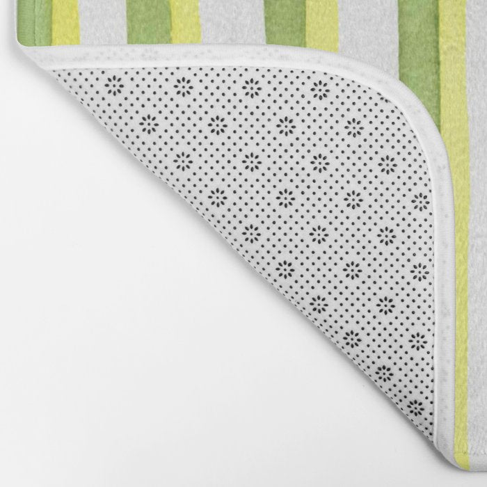Green and Yellow Soft Watercolor Vertical Lines Bath Mat Gallery Image 2