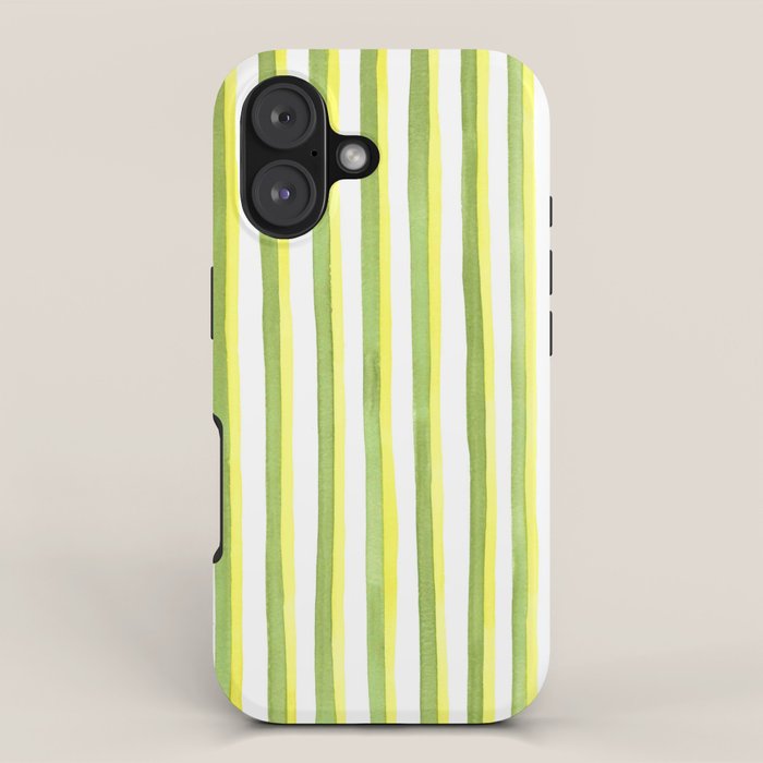 Green and Yellow Soft Watercolor Vertical Lines iPhone Case Gallery Image 1