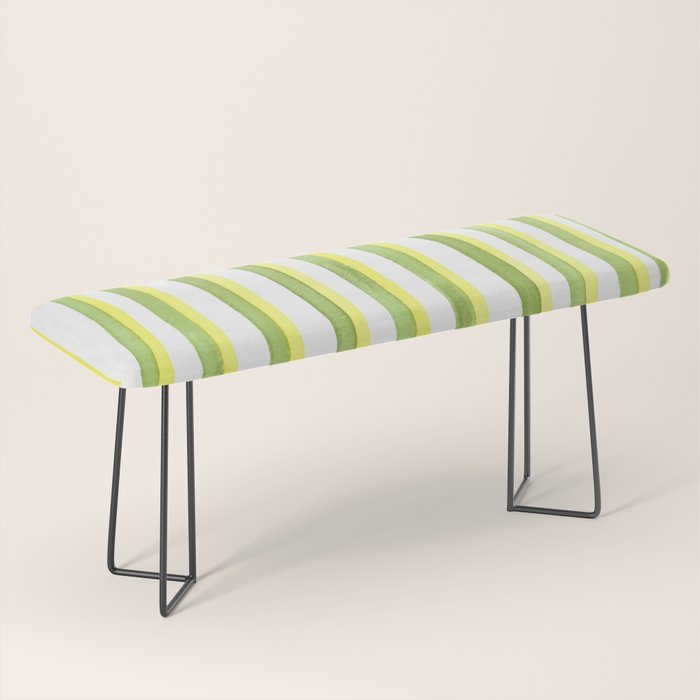 Green and Yellow Soft Watercolor Vertical Lines Bench Gallery Image 1