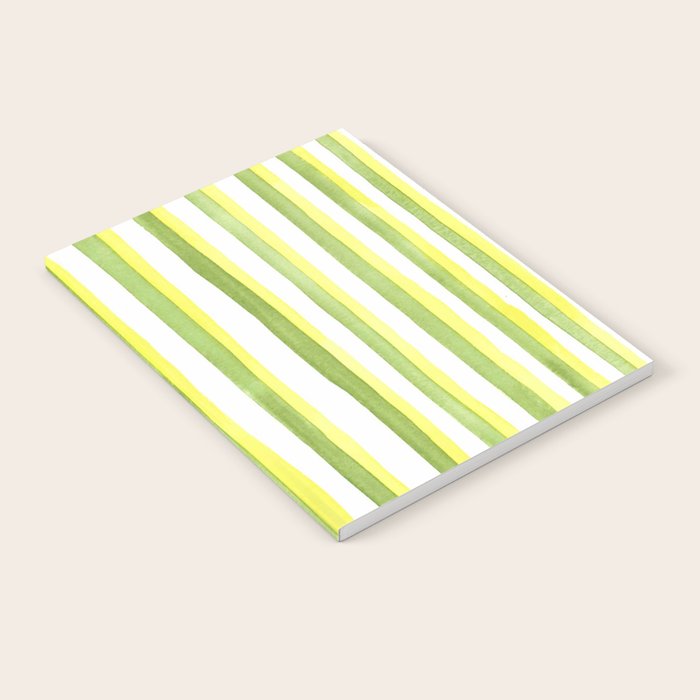 Green and Yellow Soft Watercolor Vertical Lines Notebook Gallery Image 2