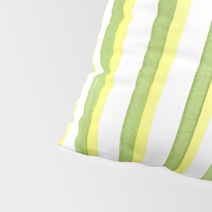 Green and Yellow Soft Watercolor Vertical Lines Pillow Sham Gallery Image 4