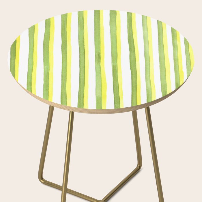 Green and Yellow Soft Watercolor Vertical Lines Side Table Gallery Image 2