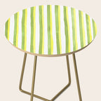 Green and Yellow Soft Watercolor Vertical Lines Side Table Gallery Image 2
