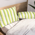 Green and Yellow Soft Watercolor Vertical Lines Pillow Sham Gallery Image 2