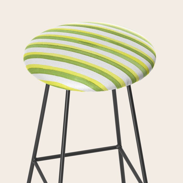 Green and Yellow Soft Watercolor Vertical Lines Stool Gallery Image 2
