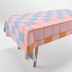 Checkered Triplet Mixed Check Pattern in Pastel Pink and Light Orange Tablecloth Gallery Image 1