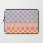 Checkered Triplet Mixed Check Pattern in Pastel Pink and Light Orange Laptop Sleeve Gallery Image 1