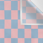 Checkered Triplet Mixed Check Pattern in Pastel Pink and Light Orange Wall Tapestry Gallery Image 3