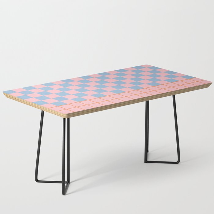 Checkered Triplet Mixed Check Pattern in Pastel Pink and Light Orange Coffee Table Gallery Image 1