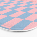 Checkered Triplet Mixed Check Pattern in Pastel Pink and Light Orange Bath Mat Gallery Image 3
