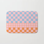Checkered Triplet Mixed Check Pattern in Pastel Pink and Light Orange Bath Mat Gallery Image 1