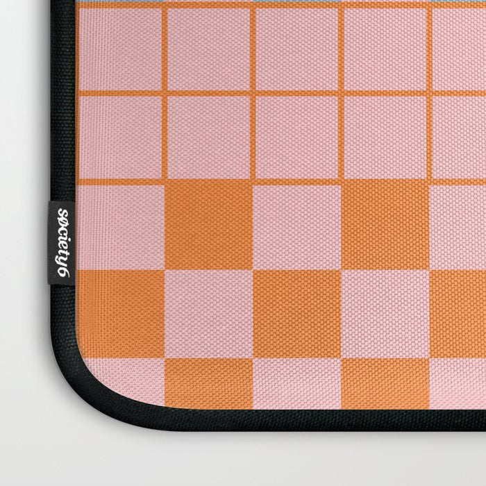 Checkered Triplet Mixed Check Pattern in Pastel Pink and Light Orange Laptop Sleeve Gallery Image 3