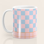 Checkered Triplet Mixed Check Pattern in Pastel Pink and Light Orange Coffee Mug Gallery Image 3